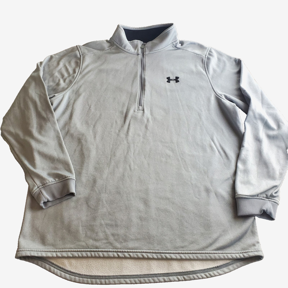 Under Armour ColdGear Reactor 1/4 Zip Quilted Gray Pullover UA Storm Men’s XL